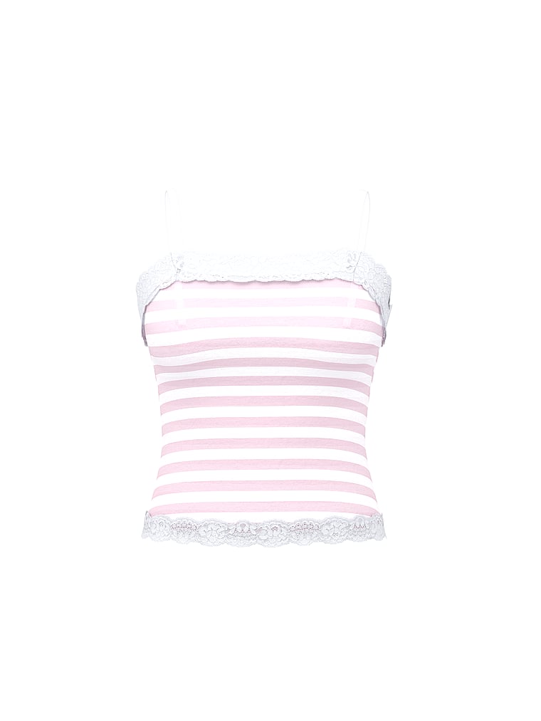 PINK by Frankies Bikinis Stella Tank, Pink Stripe, onModelSide, 4 of 4
