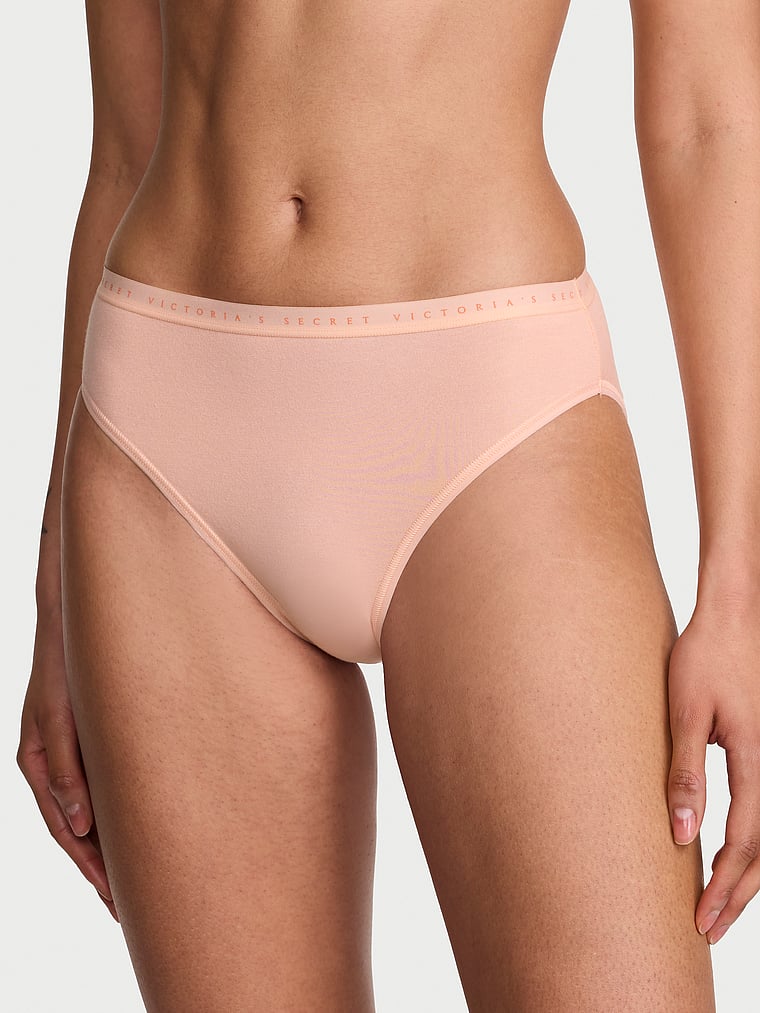 Victoria's Secret, Victoria's Secret Stretch Pointelle High-Leg Brief Panty, Pink Gin, onModelFront, 1 of 3 Anisha is 5'11" or 180cm and wears Small