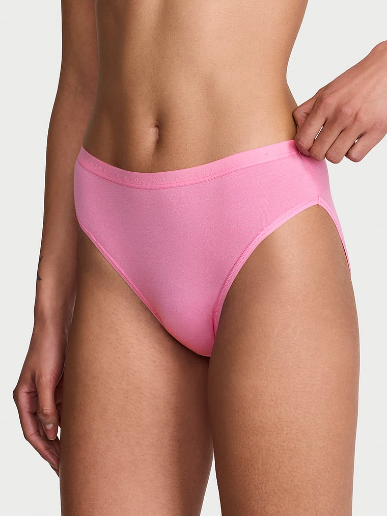 Victoria's Secret, Victoria's Secret Stretch Pointelle High-Leg Brief Panty, Pink Sugar, onModelFront, 1 of 3 Anisha is 5'11" and wears Small