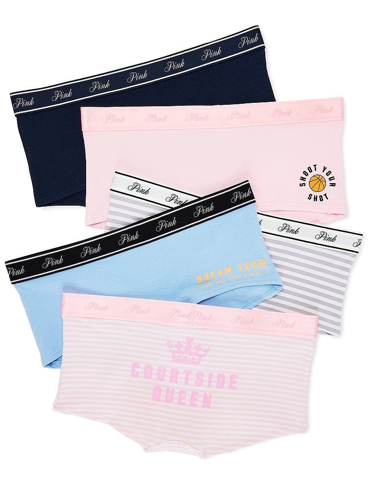 PINK 5-Pack Logo Cotton Boyshort Panties, detail, 2 of 2