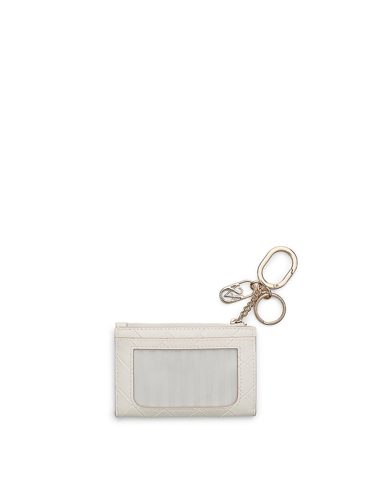 Victoria's Secret, Victoria's Secret Foldover Card Case Keychain, Ivory Woven, onModelBack, 2 of 4