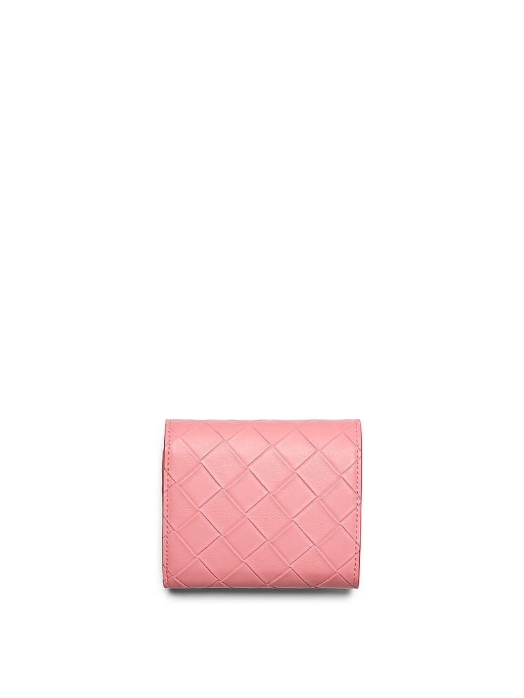 Victoria's Secret, Victoria's Secret Small Flap Wallet, Blush Woven, offModelBack, 3 of 3