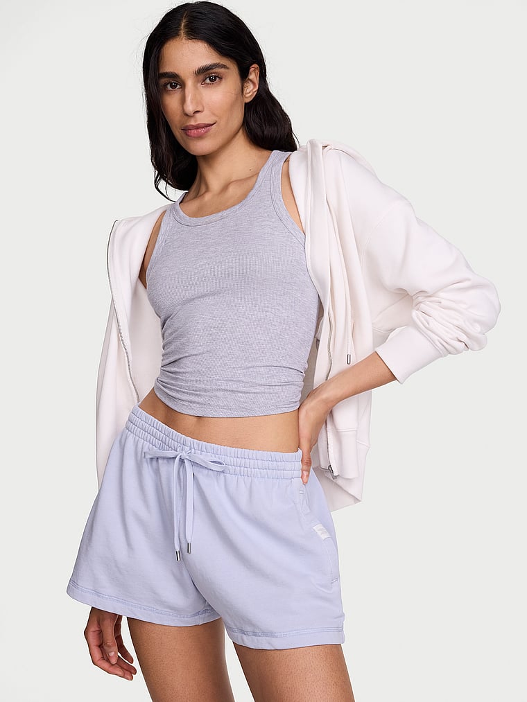 Victoria's Secret, Angel Essentials Off-Duty Terry Lounge Shorts, Washed Icy Lavender, onModelFront, 1 of 3 Anisha is 5'11" and wears Small