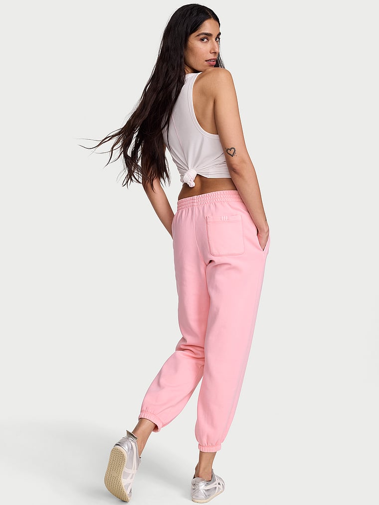 Victoria's Secret, Angel Essentials Off-Duty Fleece Jogger Sweatpant, Washed Victoria Pink, onModelBack, 2 of 3 Anisha is 5'11" and wears Small