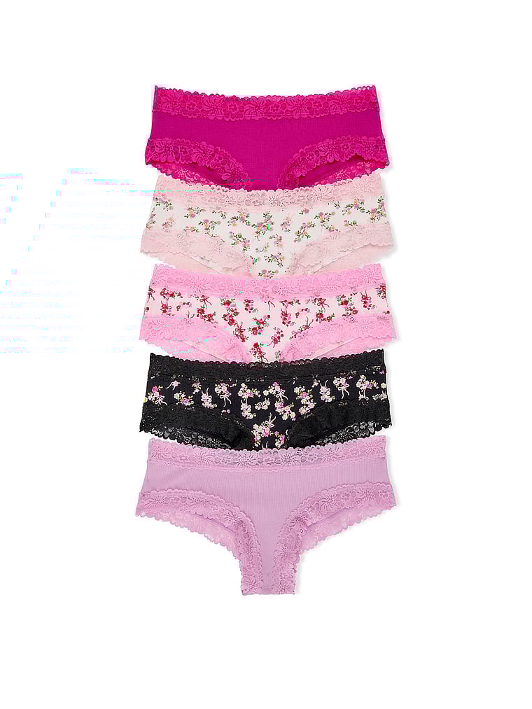7-Pack PINK Wink™ Lace-Trim Cheeky Panties