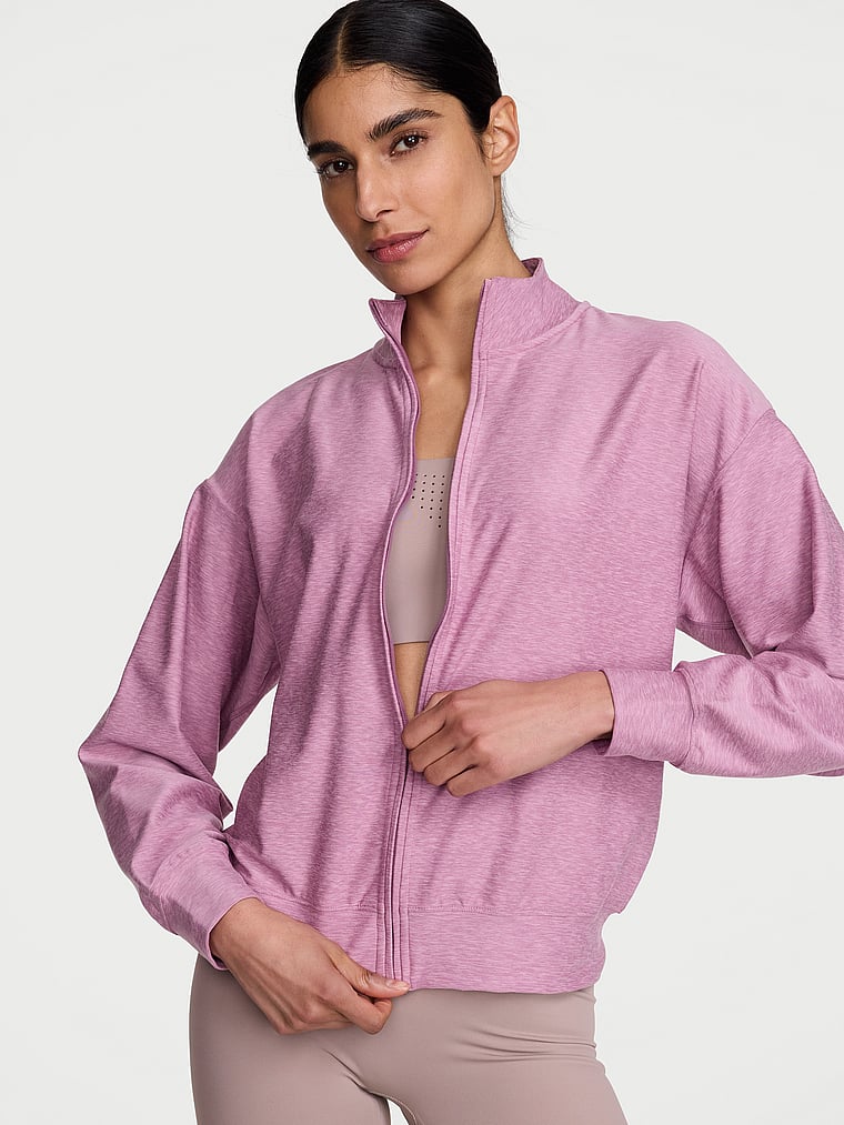 Victoria's Secret, VSX VSX New Essential Full-Zip Jacket, Violet Frost, onModelSide, 3 of 4