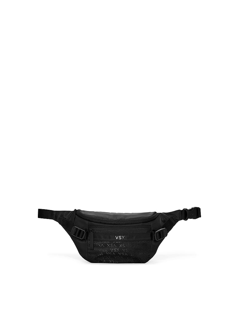 Victoria's Secret, Victoria's Secret VSX Large Belt Bag, Black, onModelSide, 3 of 4
