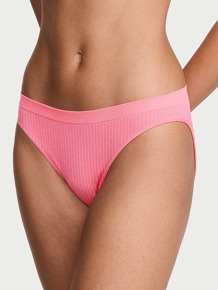 Victoria's Secret, Seamless Seamless Bikini Panty, Rose Light, onModelFront, 1 of 4 Anisha is 5'11" and wears Small
