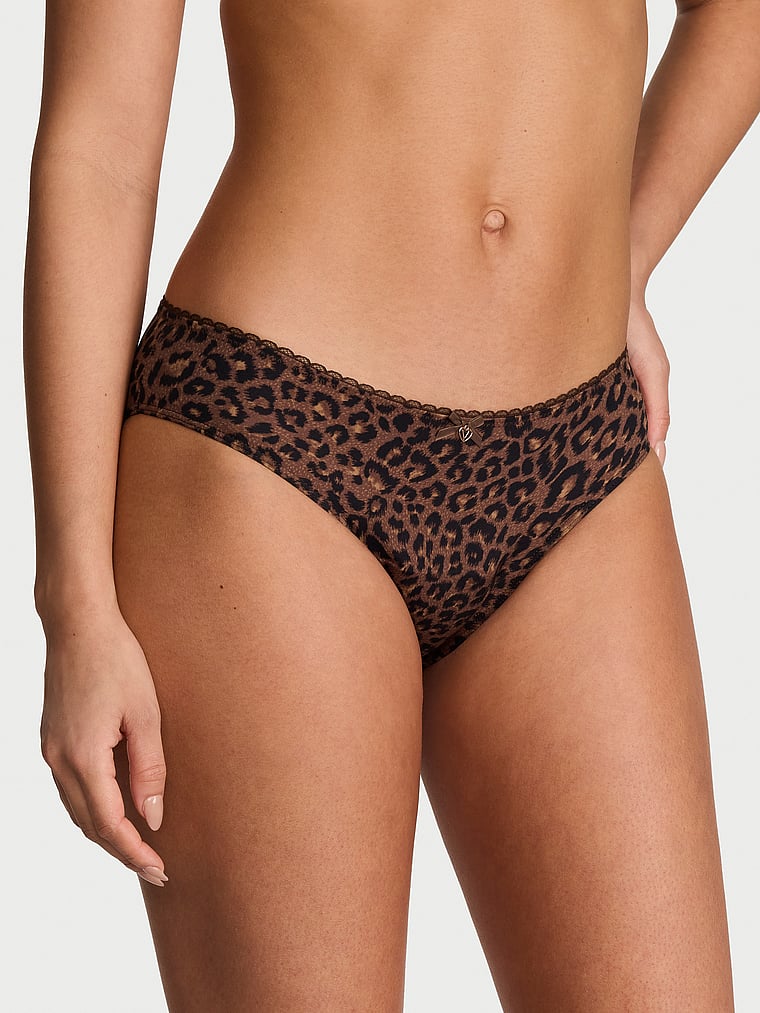 Victoria's Secret, Body by Victoria Smooth Period Bikini Panty, Ganache Leopard, onModelFront, 1 of 3 Nisaa is 5'9" and wears Small