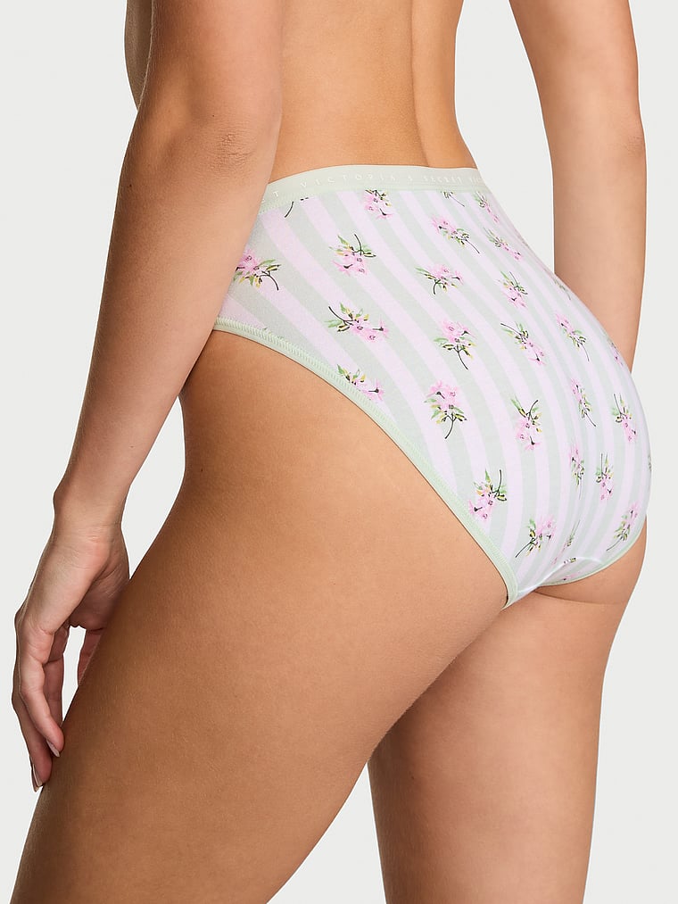 Victoria's Secret, Victoria's Secret Stretch Pointelle High-Leg Brief Panty, Mint Floral Stripe, onModelBack, 2 of 3 Ari is 5'9" and wears Small