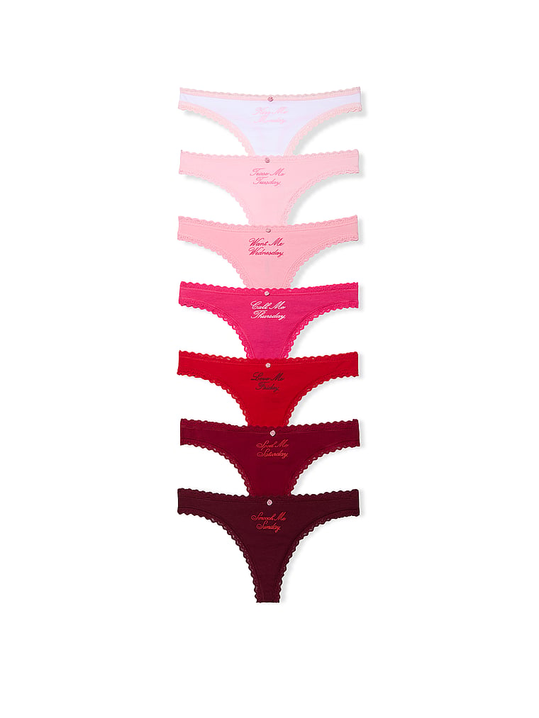 Buy 5-Pack Cotton Lace-Trim Thong Panties, Multi - Order PACKAGED-PANTY online - Victoria's Secret US