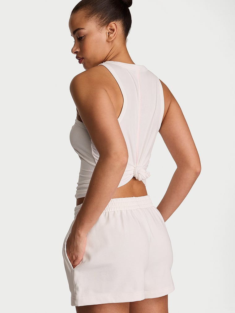 Victoria's Secret, Angel Essentials Off-Duty Terry Lounge Shorts, Coconut White, onModelBack, 2 of 2 Nisaa is 5'9" and wears Small