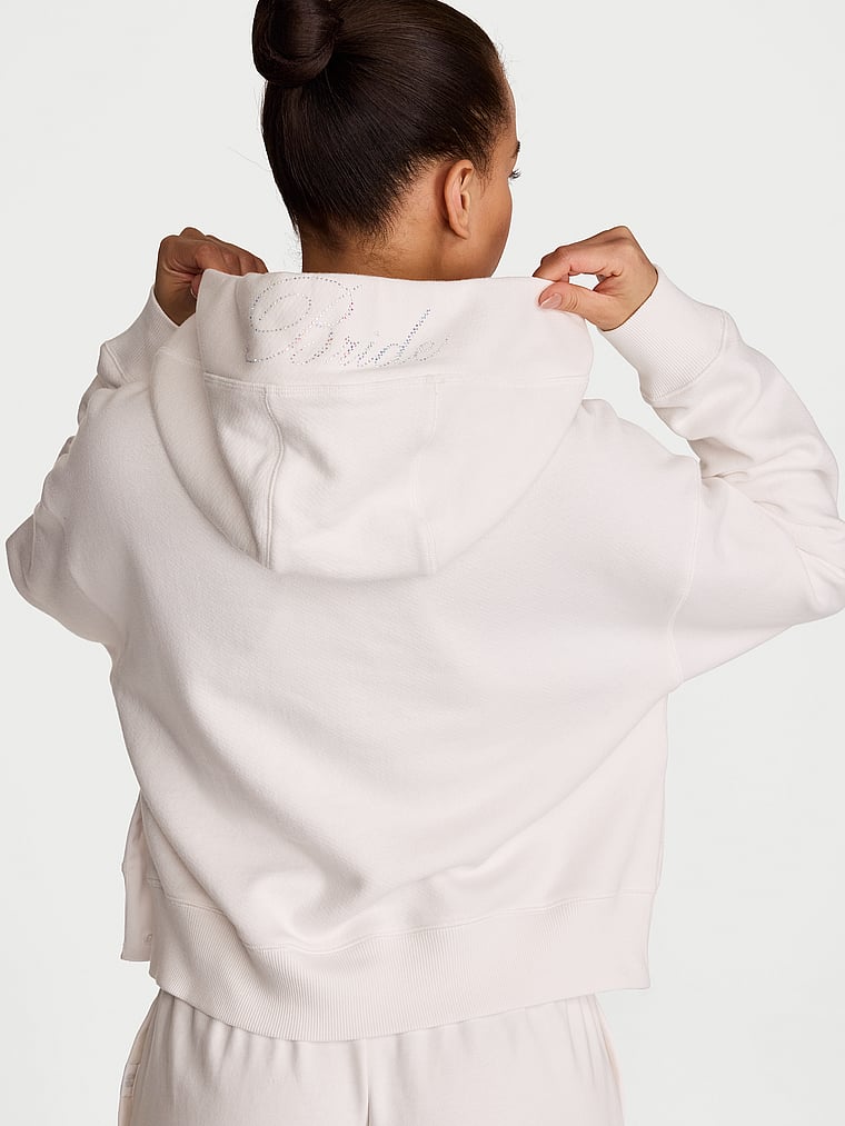 Victoria's Secret, Angel Essentials Popover Fleece Slit Hoodie , Coconut White, onModelBack, 2 of 3 Nisaa is 5'9" and wears Small