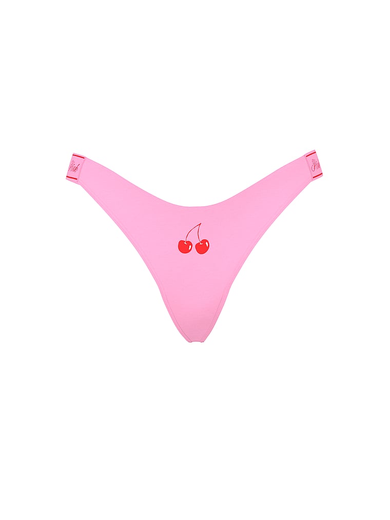 PINK Logo Thong Panty, Pink, offModelFront, 3 of 3
