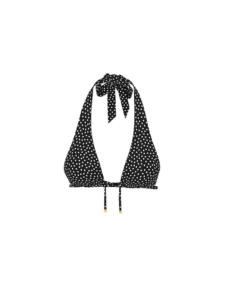 Victoria's Secret, Victoria's Secret Swim Multiway Triangle Bikini Top, Black & White Dots, offModelFront, 3 of 3