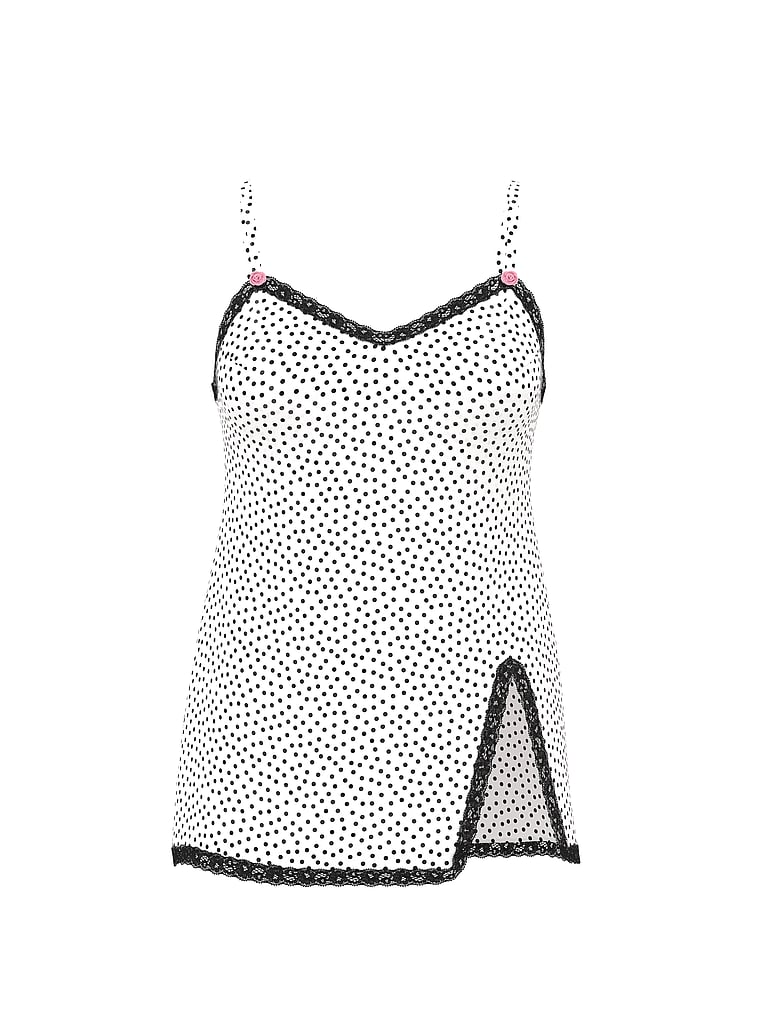 Chiffon Lace-Trim Mini Slip Dress