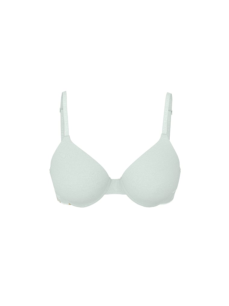 Victoria's Secret, The T-shirt Perfect Shape Cotton Push-Up Bra, Yacht Blue, offModelFront, 3 of 3