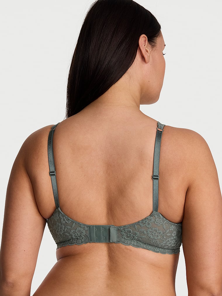 Victoria's Secret, Victoria's Secret Lacie Unlined Balconette Bra, Faded Sage, onModelBack, 2 of 3 Karmi is 5'10" or 178cm and wears 34DD (E) or Large