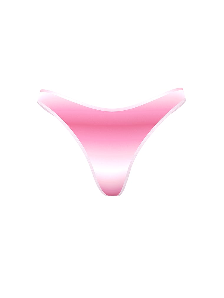 PINK Cotton Lace-Trim Thong Panty, Love Me Pink Ombre Print, offModelFront, 3 of 3