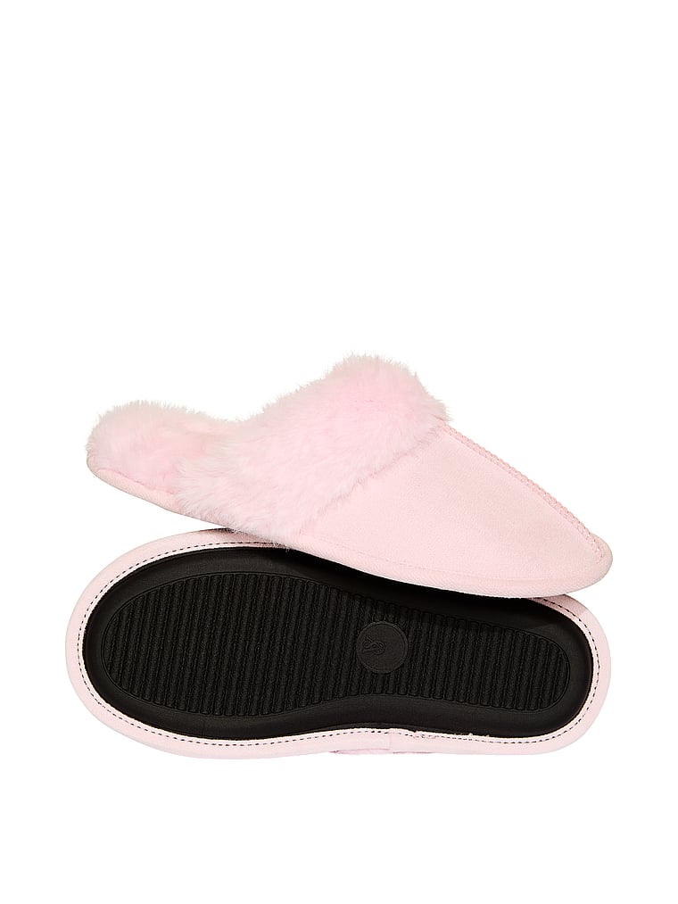 Faux Suede & Fur Closed-Toe Slippers