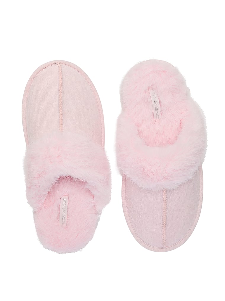 Faux Suede & Fur Closed-Toe Slippers