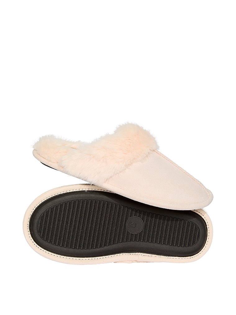 Faux Suede & Fur Closed-Toe Slippers