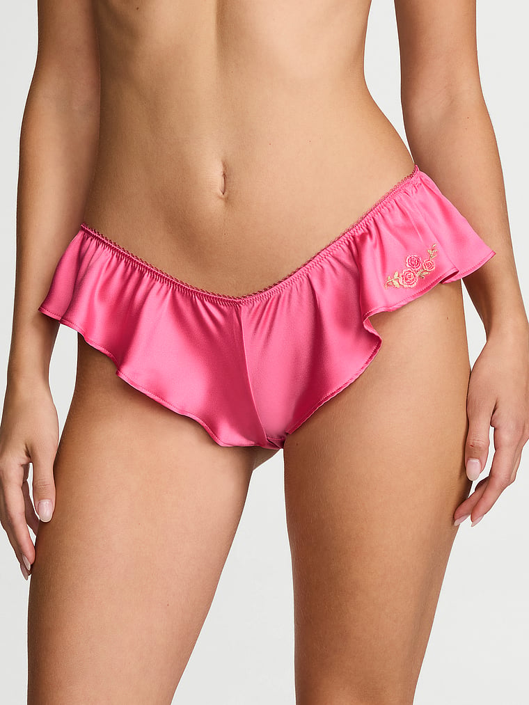 Victoria's Secret, Dream Angels Lace-Trim Brazilian Panty, RSVP Pink, onModelFront, 1 of 4 Ari is 5'9" or 175cm and wears Small