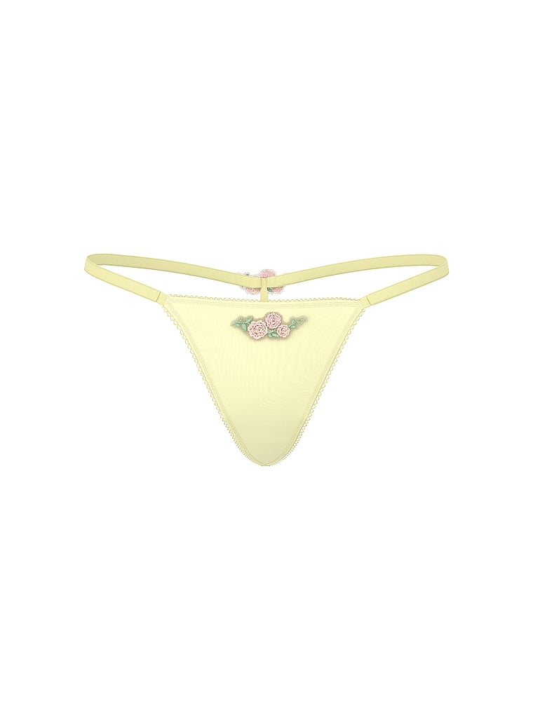 Victoria's Secret, Dream Angels Sweet Melody Motif Satin V-String, offModelFront, 3 of 4