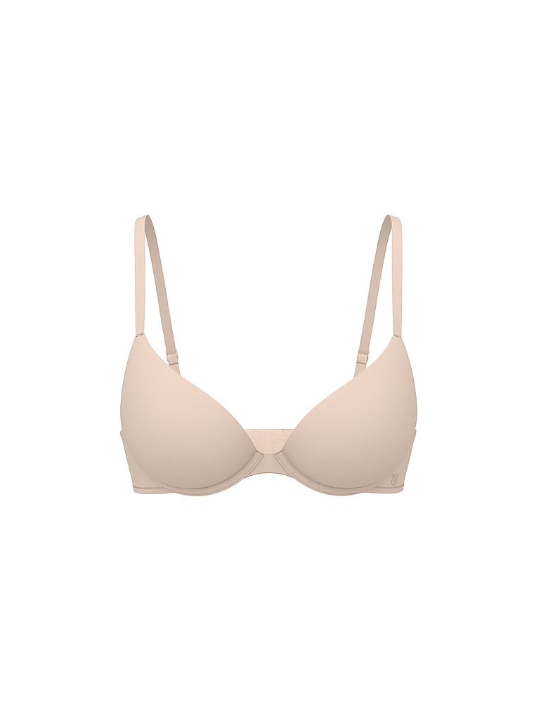Victoria's Secret, The T-shirt Perfect Shape Smooth Push-Up Bra, Marzipan, offModelFront, 3 of 3