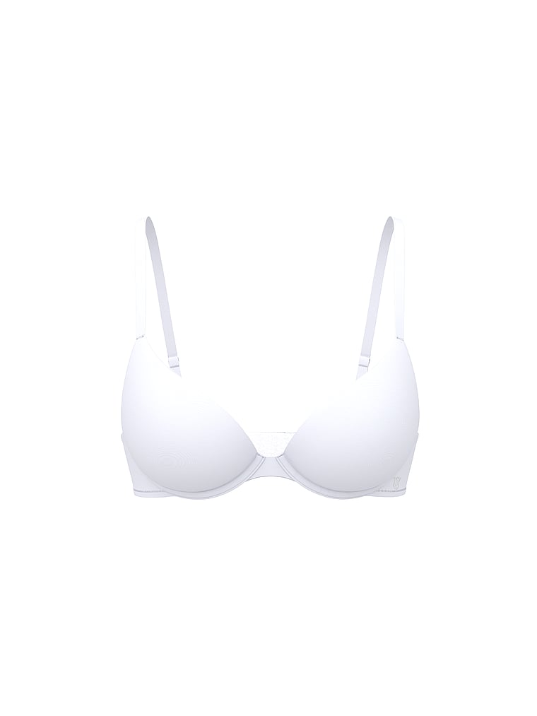 Victoria's Secret, The T-shirt Push-Up Perfect Shape Bra, VS White, offModelFront, 3 of 3