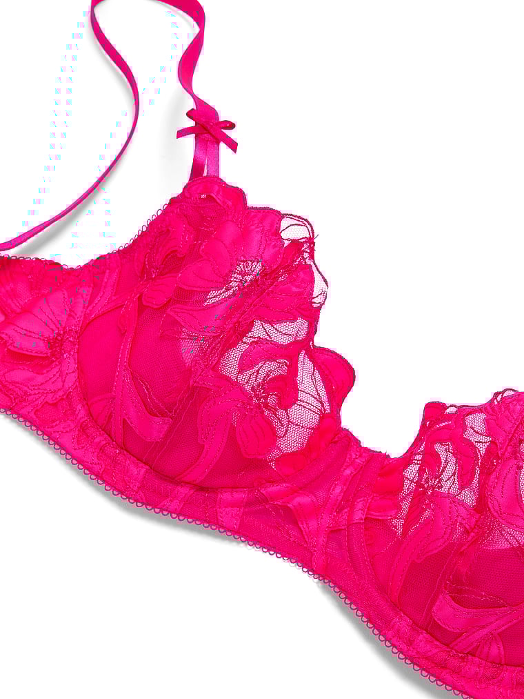 Wicked Hearts & Roses Embroidery Unlined Balconette Bra