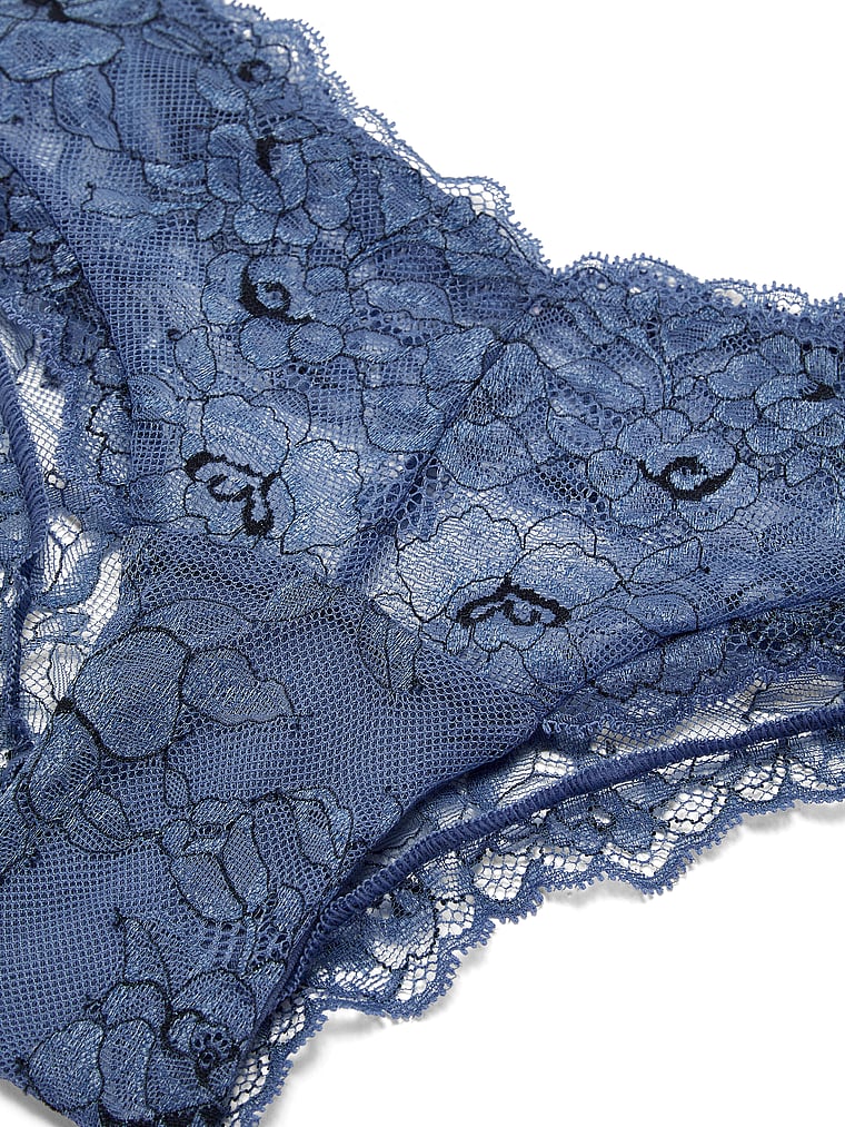 Victoria's Secret, Very Sexy Denim Rose Lace High-Leg Cheeky Panty, detail, 5 of 5