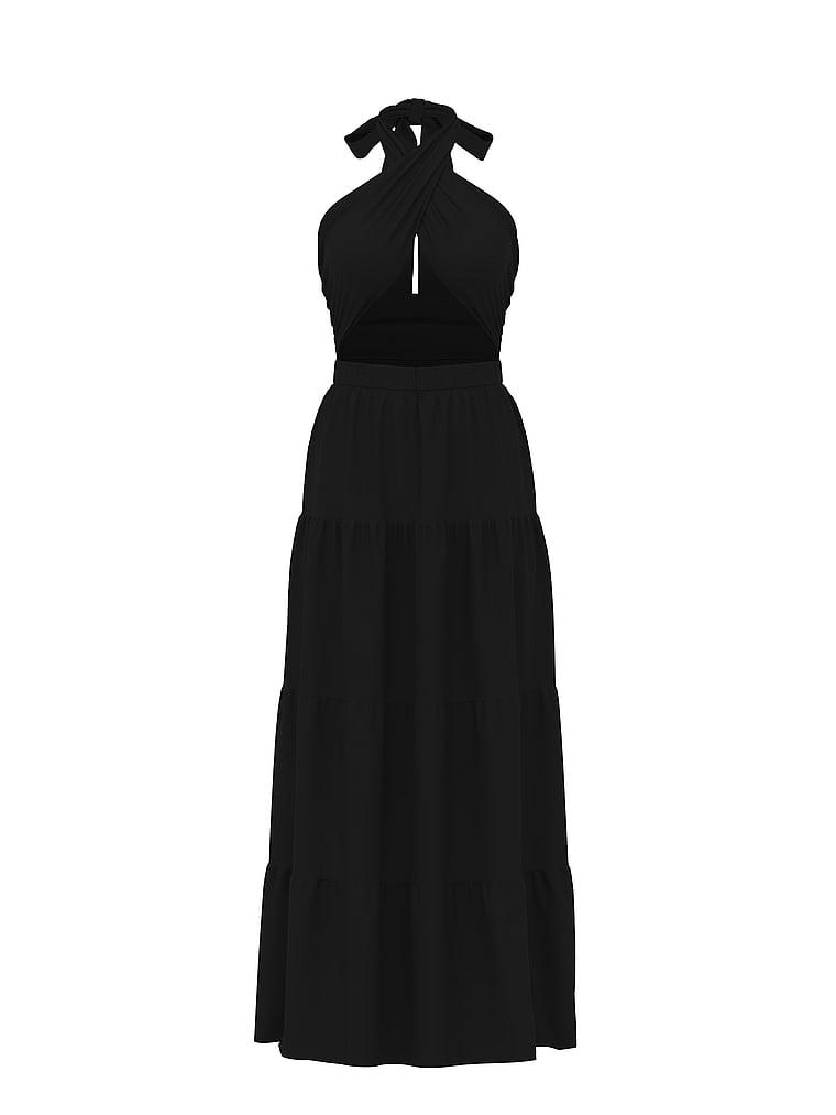 multiway beach dress Nadia Long Sleeve Fishtail Midi Dress White