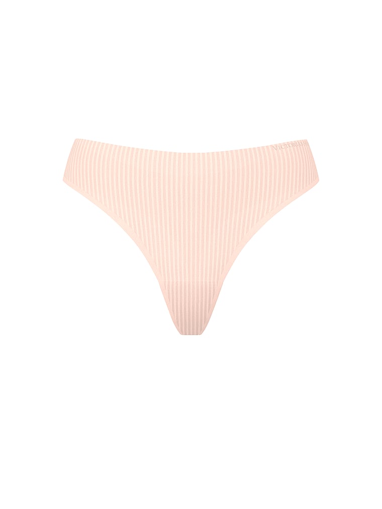 Victoria's Secret, Body by Victoria Body by Victoria Flex Lace-Trim Mid-Rise Thong Panty, Purest Pink, offModelFront, 3 of 3