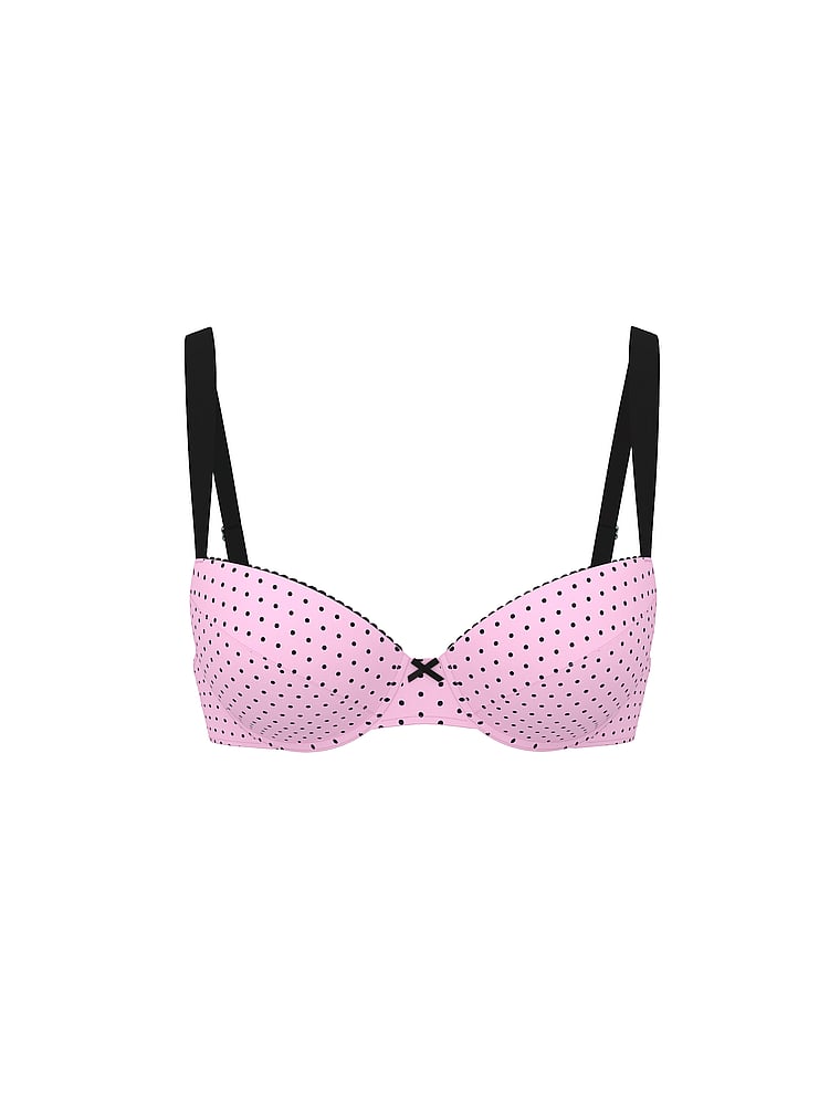 PINK by Frankies Bikinis Ryder Push Up Eyelet Bikini Top, Pink Dot, offModelFront, 4 of 4
