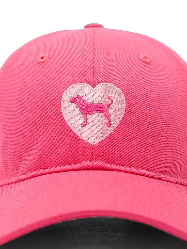 PINK Baseball Hat, Fall For Me Heart & Dog, detail, 3 of 3