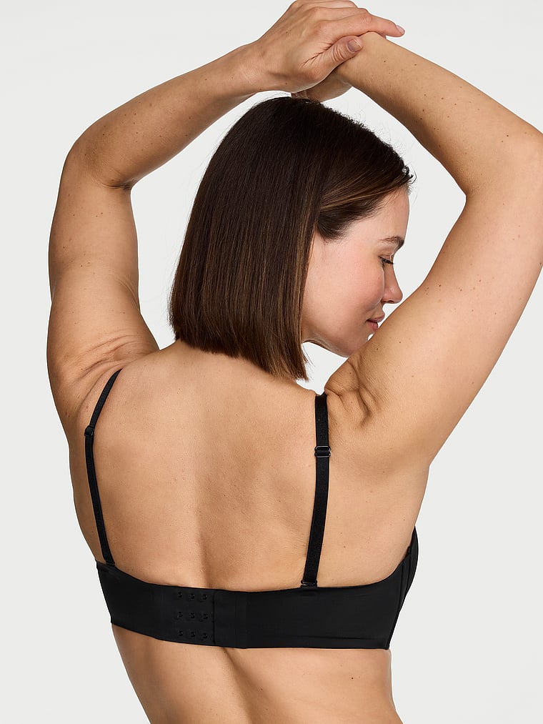 Victoria's Secret, Invisible by Victoria’s Secret Push-Up Strapless Bra, Black, onModelBack, 3 of 4