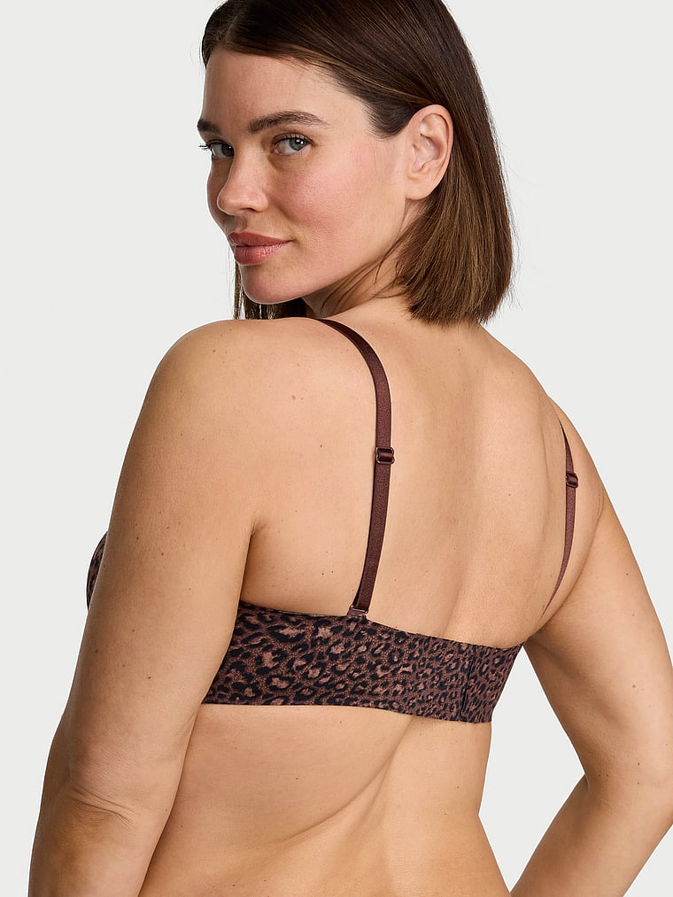 Victoria's Secret, Invisible by Victoria’s Secret Push-Up Strapless Bra, Ganache Leopard, onModelBack, 3 of 4
