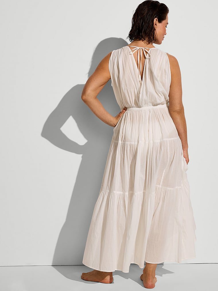 Beachwear Plunge Tiered Maxi Dress