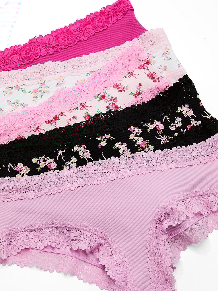 7-Pack PINK Wink™ Lace-Trim Cheeky Panties
