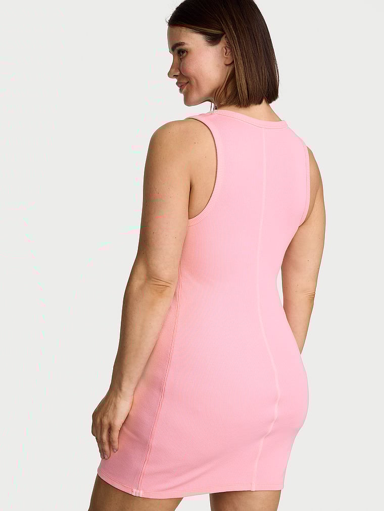 Victoria's Secret, Angel Essentials VS Iconic Rib Tank Dress, Washed Victoria Pink, onModelSide, 3 of 4