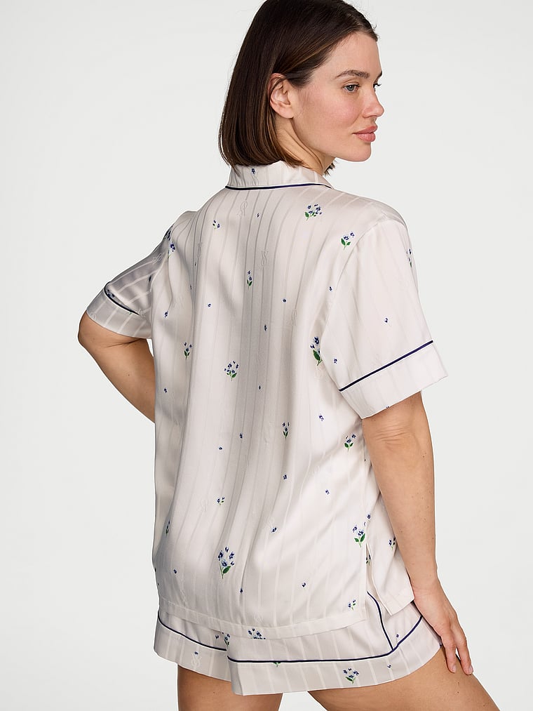 Victoria's Secret, Victoria's Secret Signature Satin Short Pajama Set, onModelSide, 3 of 5