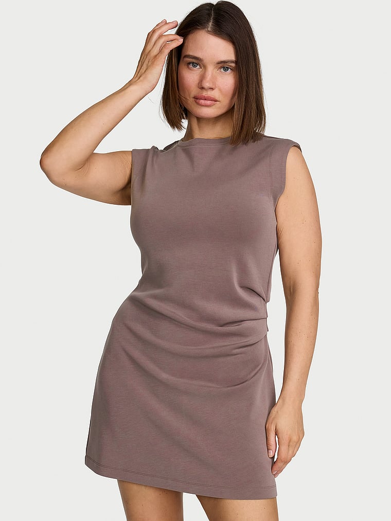 Victoria's Secret, VSX Featherweight Knit Mini Dress, Cloudy Grey, onModelFront, 1 of 3