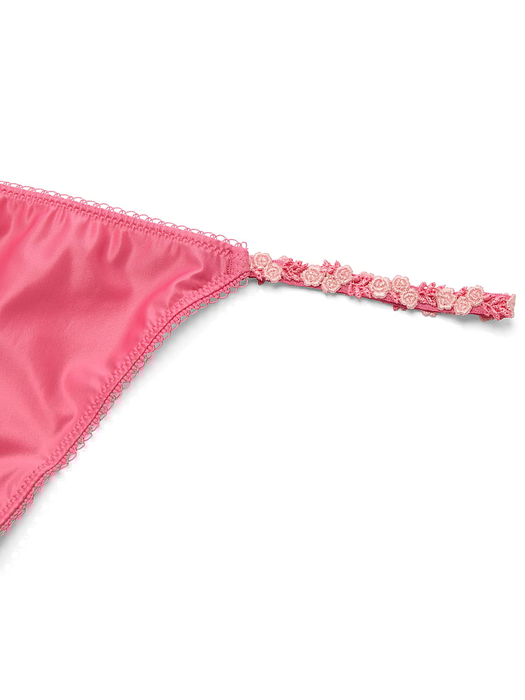 Victoria's Secret, Dream Angels Lace Thong Panty, RSVP Pink, detail, 4 of 4