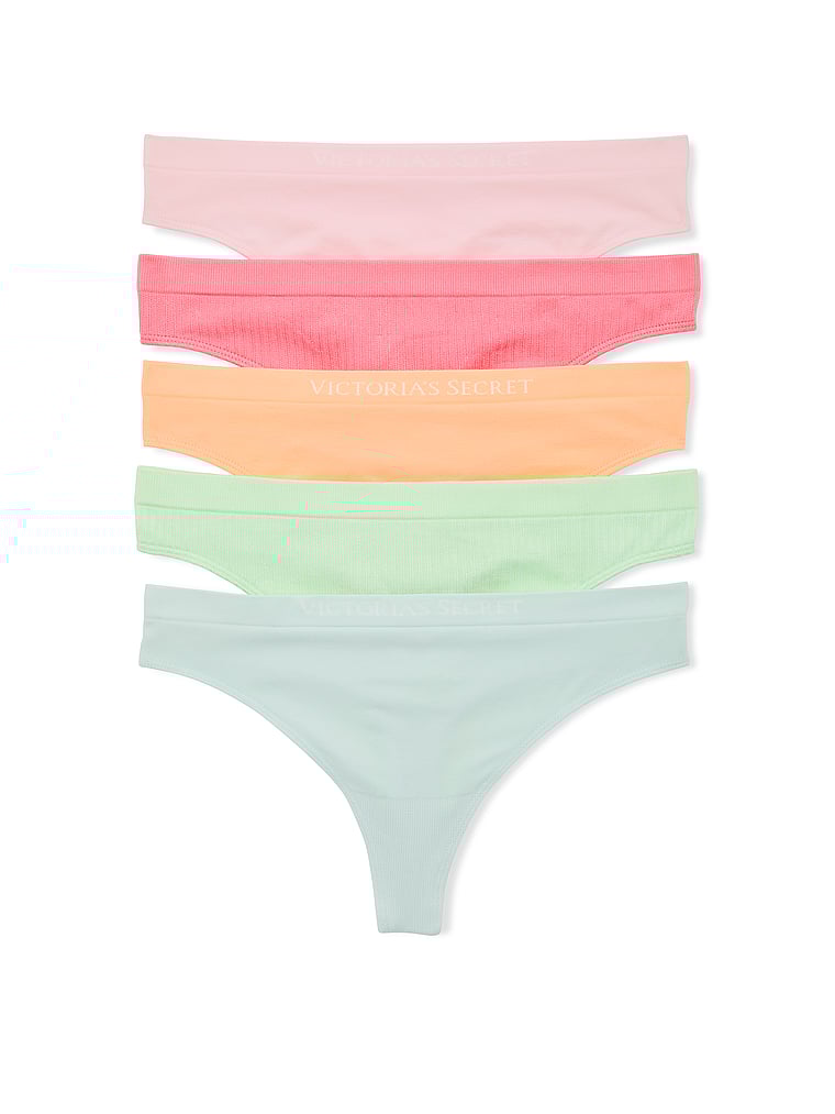 Victoria's Secret, Victoria's Secret 4-Pack Seamless Thong Panties, Multi, offModelFront, 1 of 1