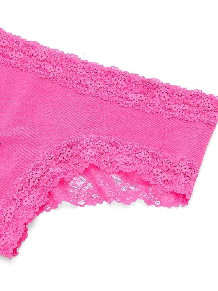 Cotton Pointelle Lace-Trim Cheeky Panty