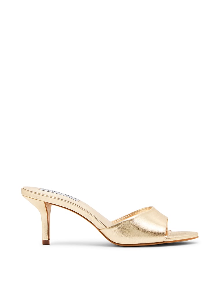 Steve Madden Kendrix Mule Heel, Gold Leather, onModelSide, 3 of 4
