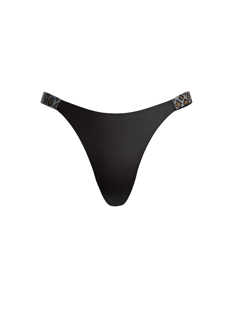 Victoria's Secret, Very Sexy Double Shine Strap Smooth Thong Panty, Dark Cacao Brown, offModelFront, 2 of 4