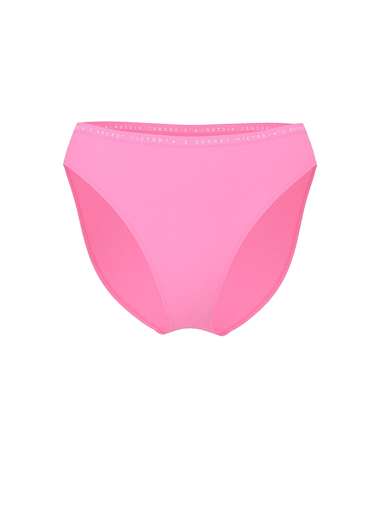 Victoria's Secret, Victoria's Secret Stretch Pointelle High-Leg Brief Panty, Pink Sugar, offModelFront, 3 of 3
