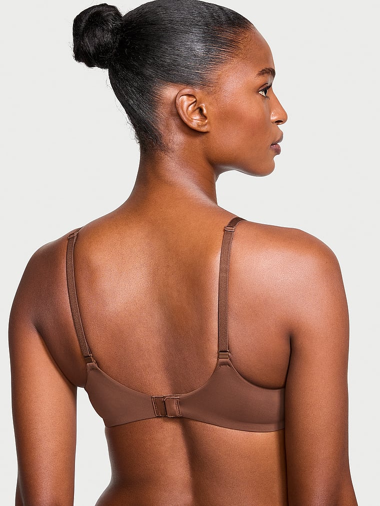 Victoria's Secret, The T-shirt Lightly Lined Wireless Bra, Mousse, onModelBack, 2 of 3 Tsheca  is 5'9" and wears 34B or Small